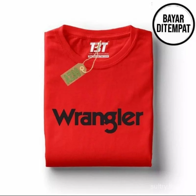 WRANGLER แรงเลอร์ เสื้อยืดผู้ชายแขนสั้น ดิสโทร ผู้ใหญ่ผู้ชายเสื้อยืดโลโก้ด้านบนสบาย