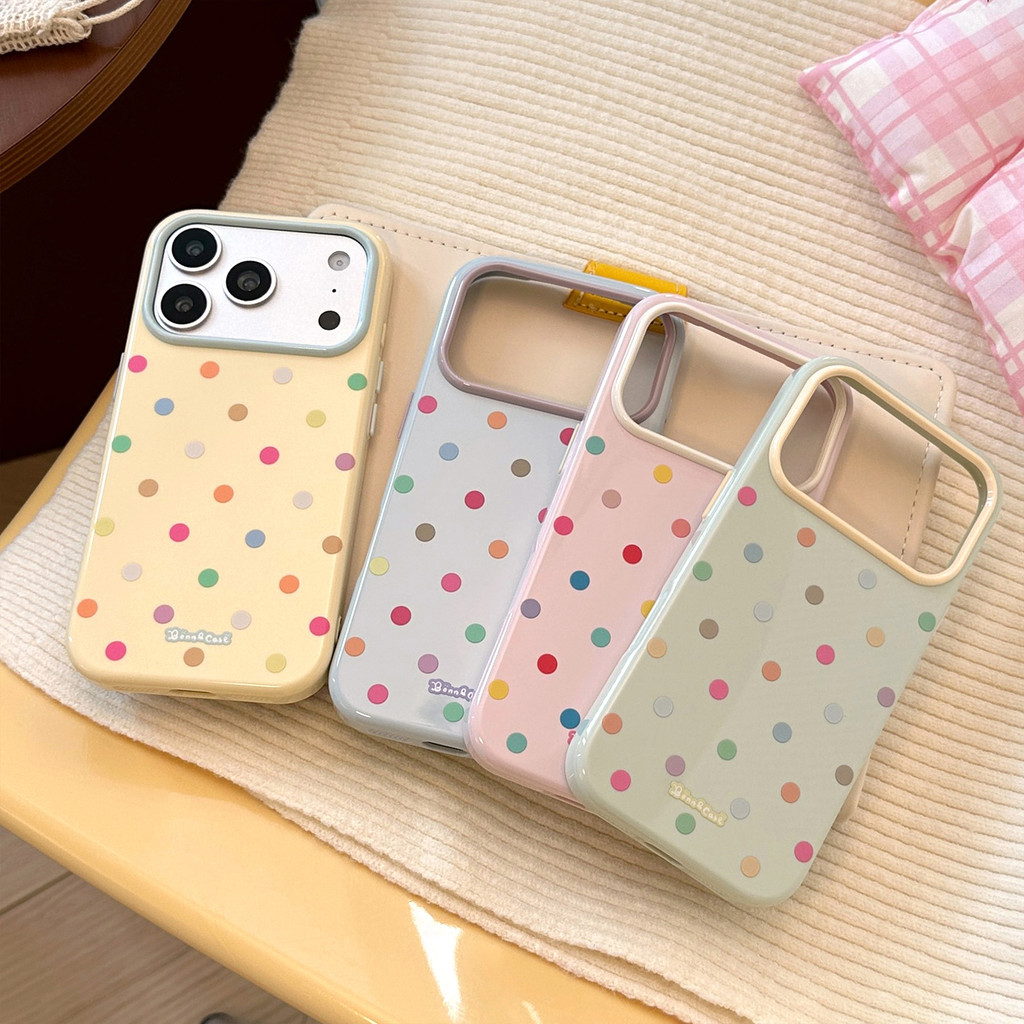 เคสไอโฟน ลายจุดสีพาสเทลสไตล์หวานเกาหลี อินสตราแกรม สำหรับ iPhone 17 16 15 14 13 Pro Max