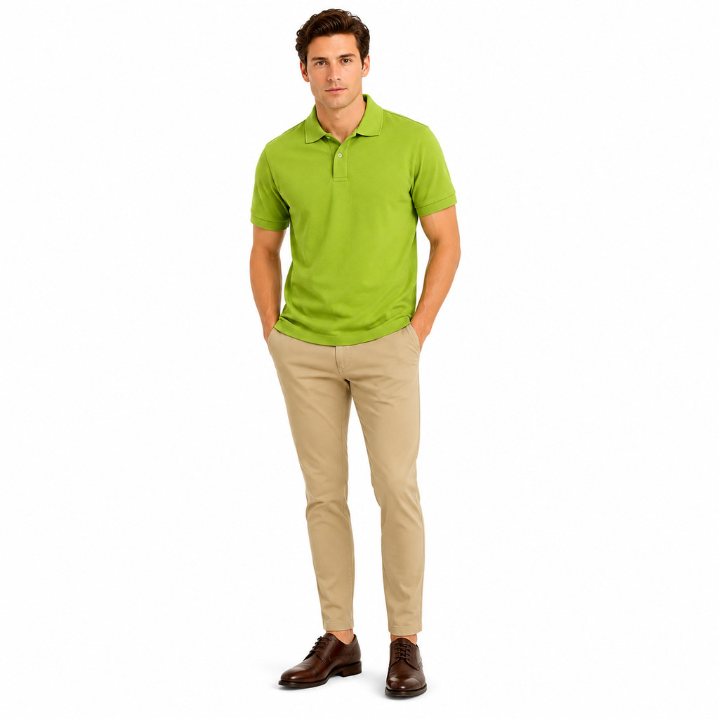 Baverre by Hassenda - เสื้อโปโลธรรมดาสําหรับผู้ชาย Denver พร้อมคอปก แขนสั้น Lime VPG81223LIM