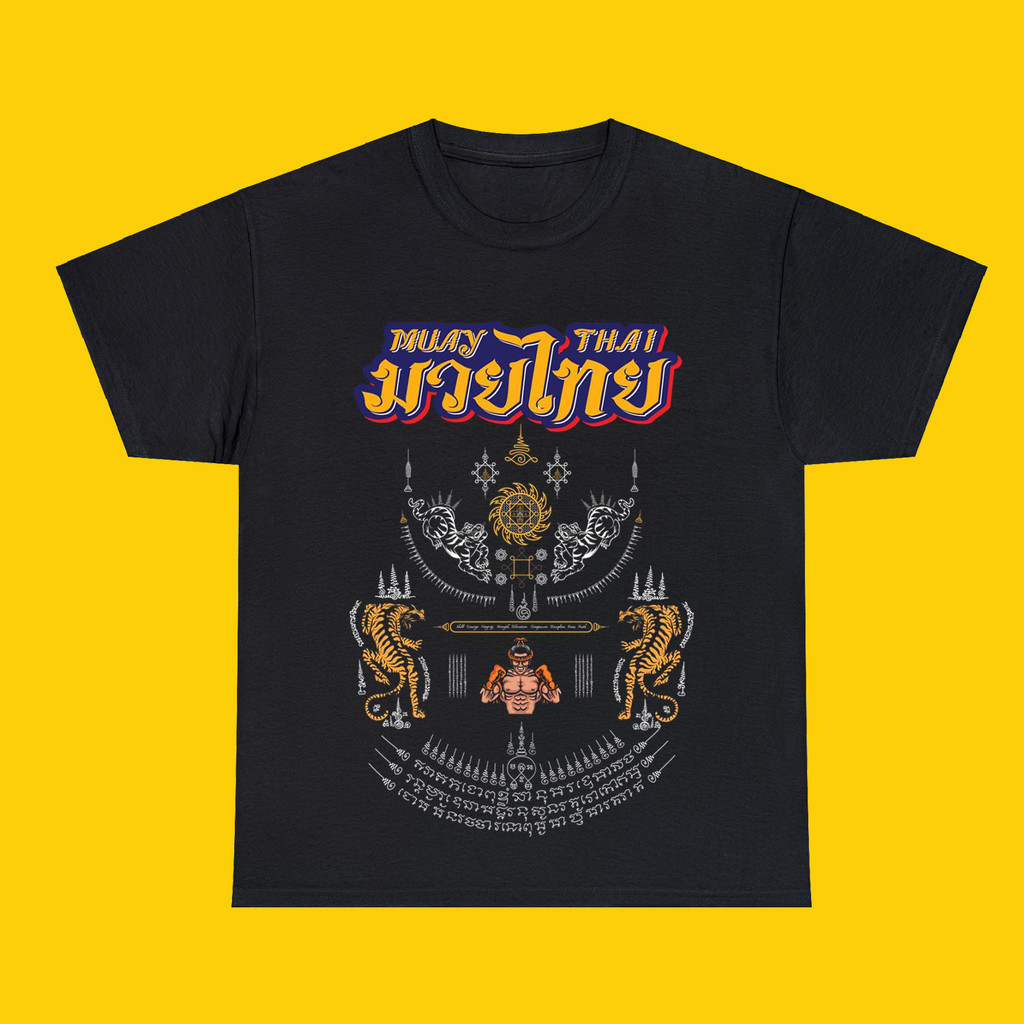 เสื้อยืดคอกลม Unisex Sawade Thai ลาย.Double Tiger มวยไทย สไตล์แฟชั่น