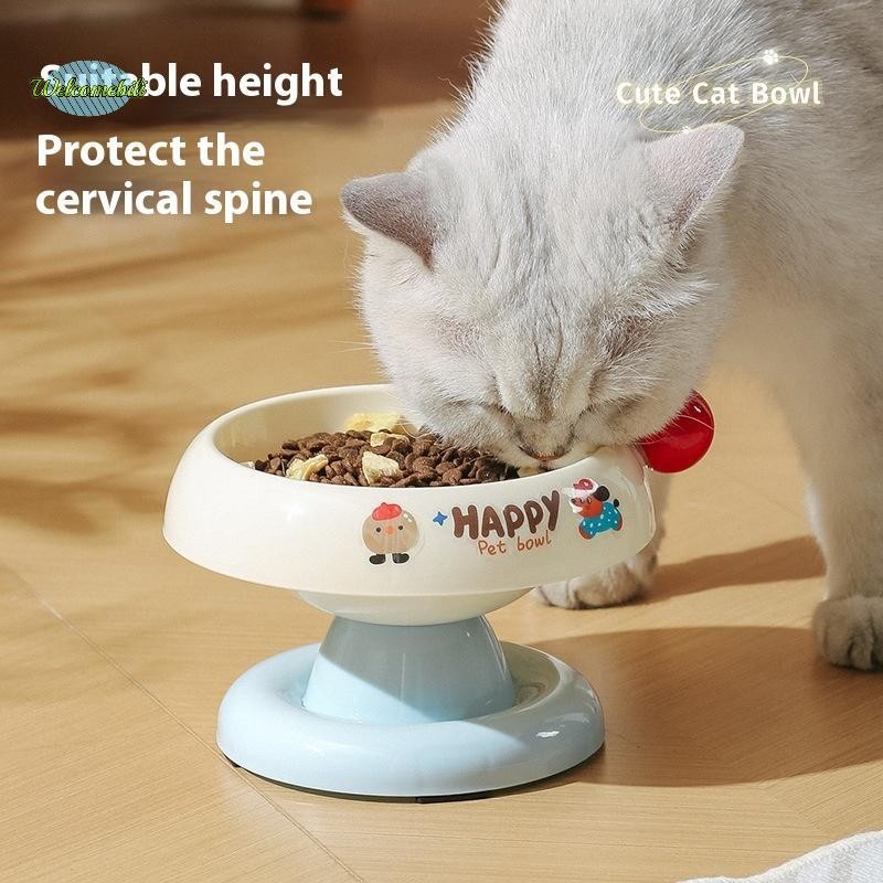 [WLB-t] น่ารักการ์ตูน Elevated ชามสัตว์เลี้ยงชามสแตนเลสคอป้องกันคอ Anti-Choker Non-Slip Pet Feeder อ