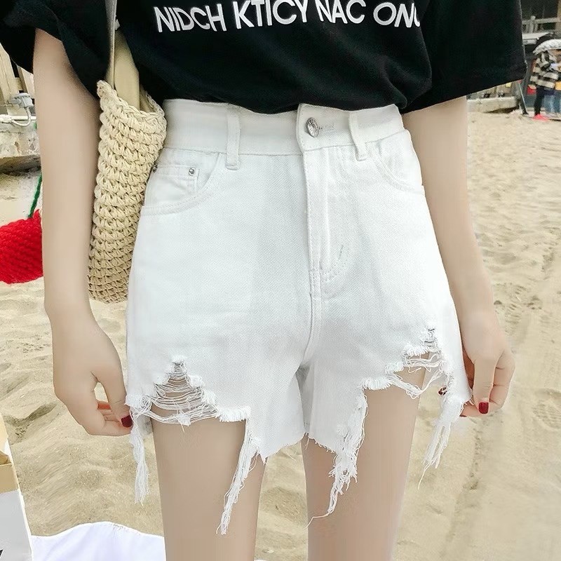 SHOP_MKL กางเกงยีนส์ขาสั้น เอวสูง ผ้าไม่ยืดปลายขาดเก๋ๆ แฟชั่น สไตล์เกาหลี S-3XL#2035 ราคา ถูกที่สุด ดีลบีเคเค แกลเลอรีภาพที่ 9