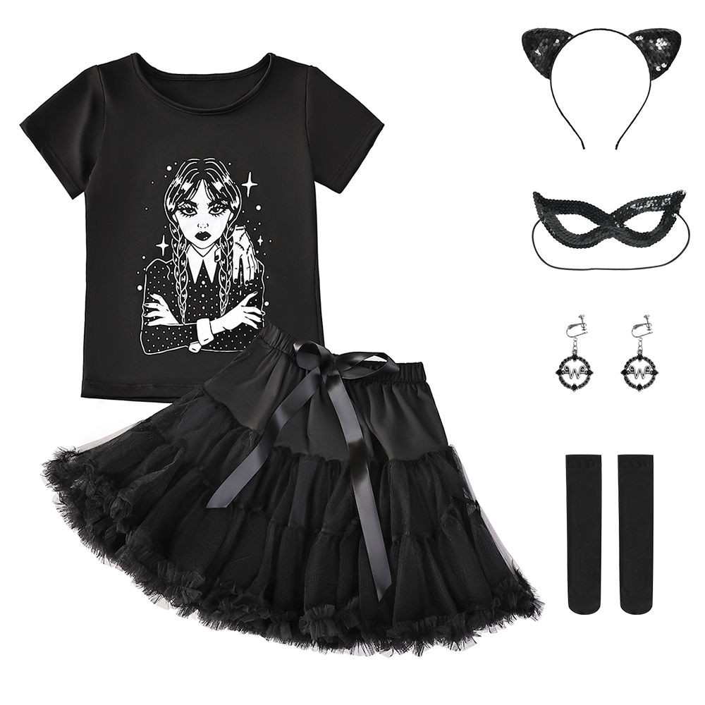 ชุดคอสเพลย์.Adam.from.Wednesday's.Family.แขนสั้น.มาพร้อมกระโปรง