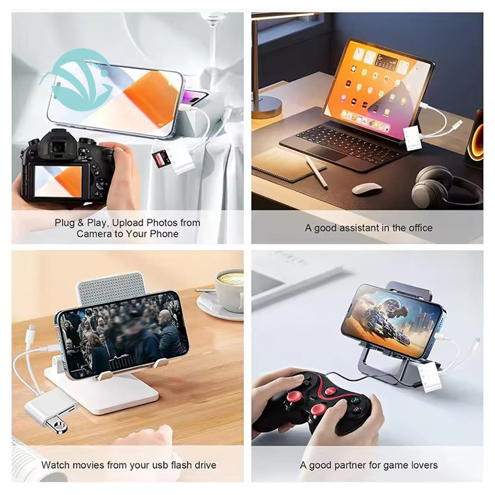 5 In 1 SD Card Reader สําหรับ IPhone Androids Blazing-Fast High-Speed OTG Transfer สําหรับ On-the-Go