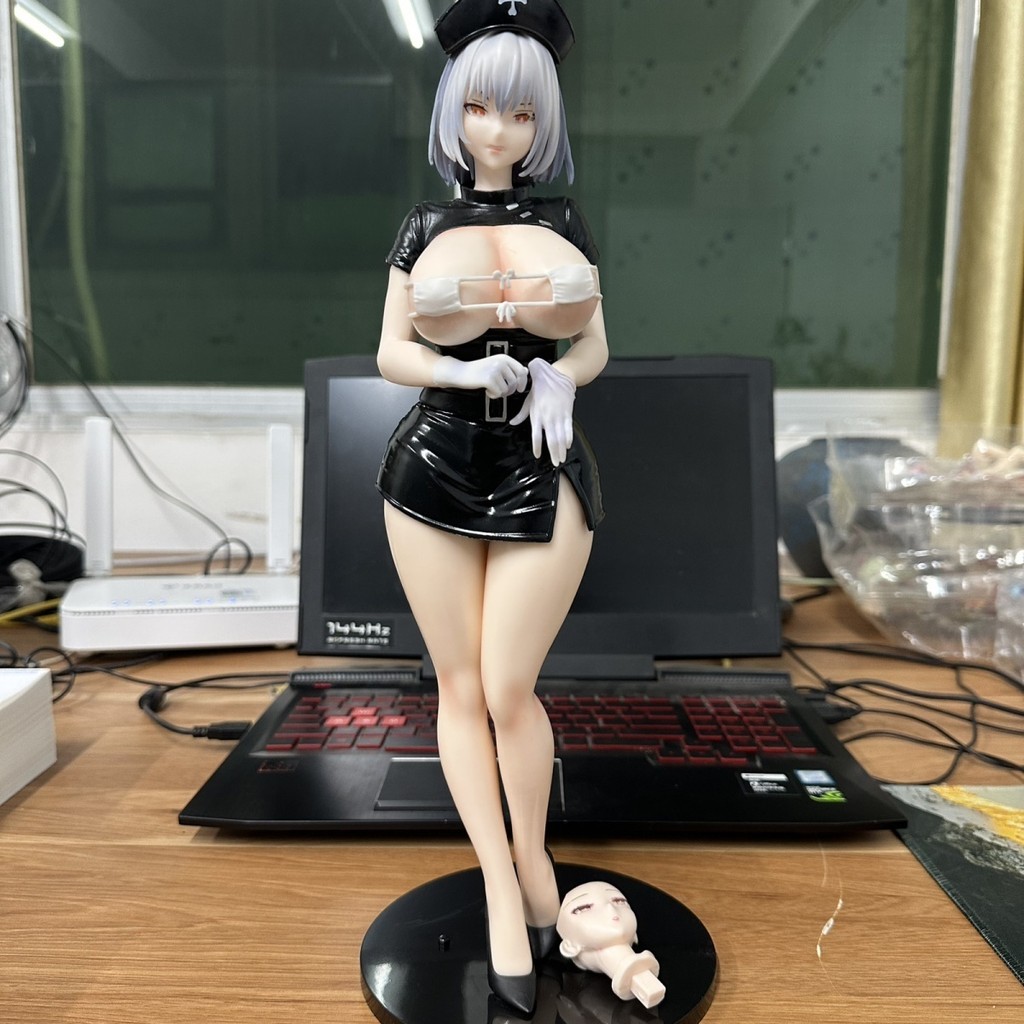 Premium Edition Black and White Nurse Sexy Outfit Anime Beautiful Girl Figurine Model Decoration Hei