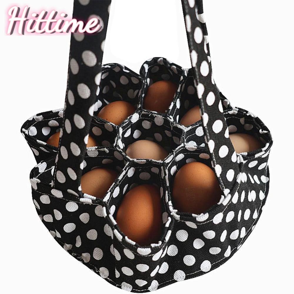 HITTIME Farm Egg Collection ตะกร้ากระเป๋าเก็บผ้าใบพร้อมที่จับ Multi-Pocket Organizer B4J9