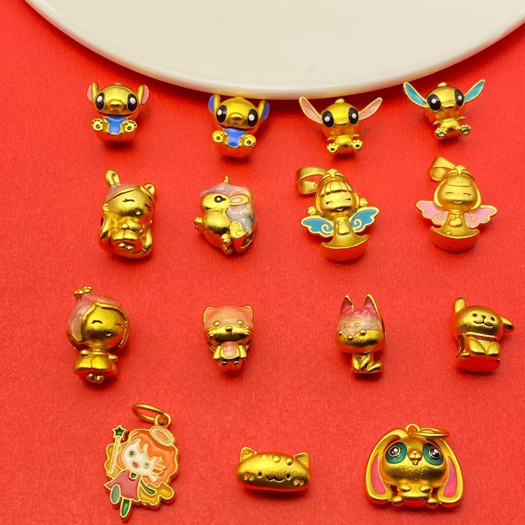 จี้ลูกปัดสไตล์โบราณ Gold คอลเล็กชัน Stitch Fox Puppy