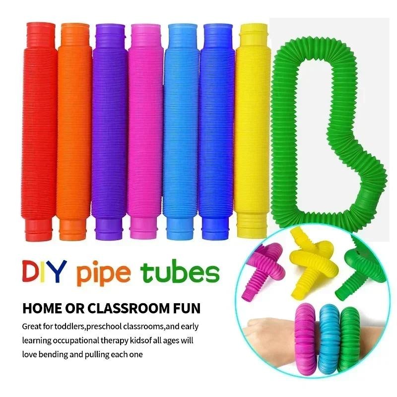 8 ชิ้น/แพ็ค Pop Tubes Sensory ของเล่น Fidget Pop Tube ความเครียดบรรเทา Decompression Finger ของเล่น 