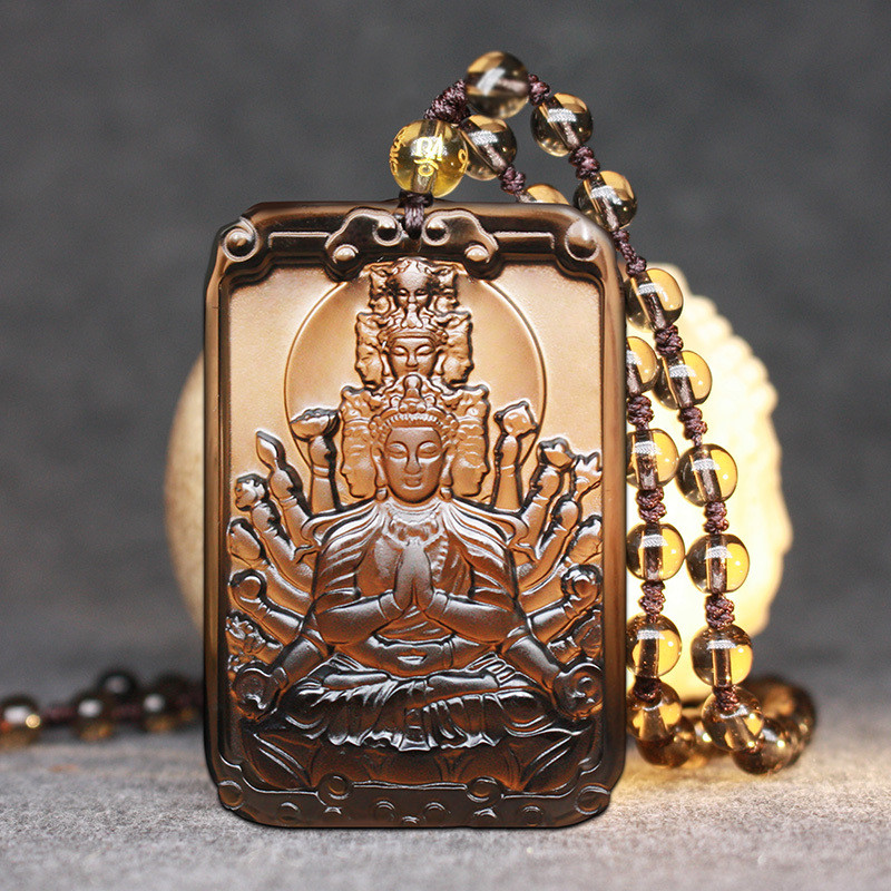 จี้.obsidian นำเข้าluck ice สัญลักษณ์บารมี พุทธและGuanyin ขนาด9.5