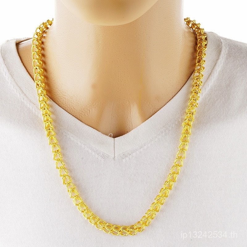 สร้อยคอมากหัวมังกรสององค์ เคลือบเงินลายทอง 24K ออกแบบเหมือนธนบัตรยุโรป สำหรับผู้ชาย AVF4