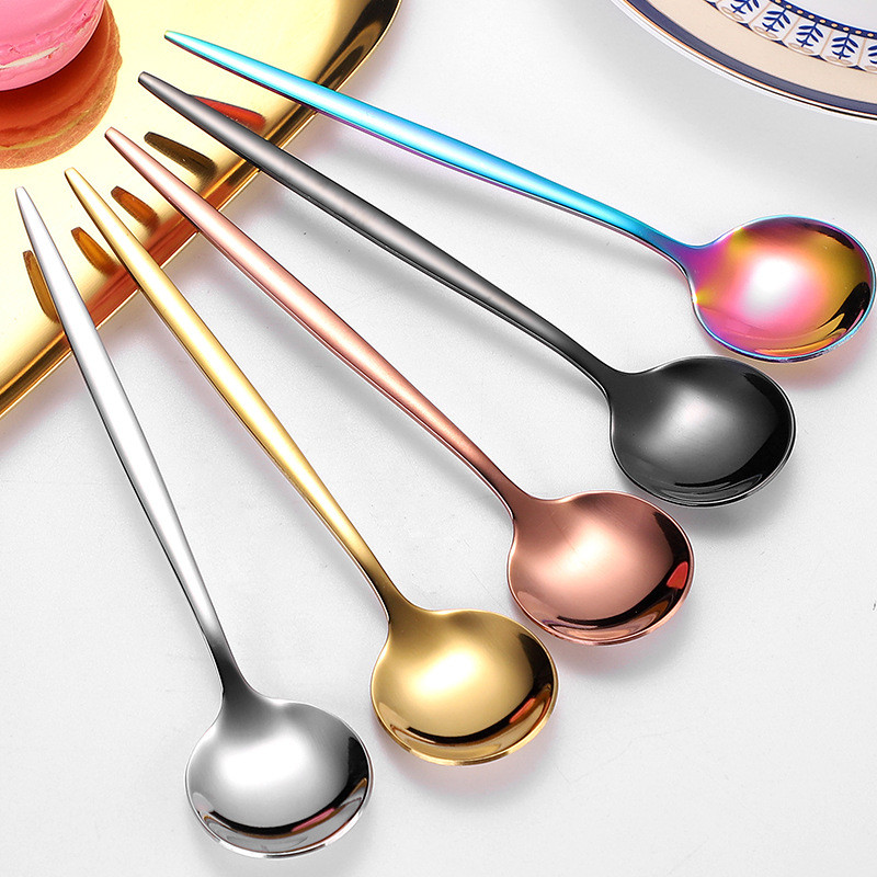 โปรตุเกสช้อนกาแฟสแตนเลสช้อนขนาดเล็ก Titanium-Plated Symphony 13 ซม.กวนช้อนCreativeขนมหวานขนาดเล็กรอบSpo