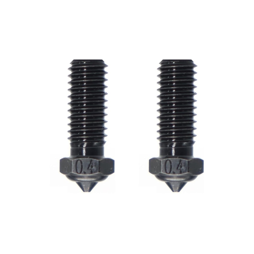 R QIDI TECHNOLOGY 3D เครื่องพิมพ์เหล็กชุบแข็ง Extruder หัวฉีด 0.4 มม. M6 สําหรับ X-PLUS3/X-MAX3, 2 ช