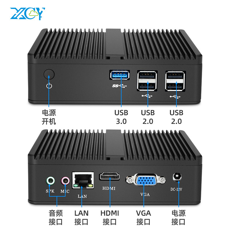Xinchuangyun Mini Host Quad-Core j1900 Microcomputer N2830mini อุตสาหกรรมอุตสาหกรรมควบคุมเครื่องห้อง