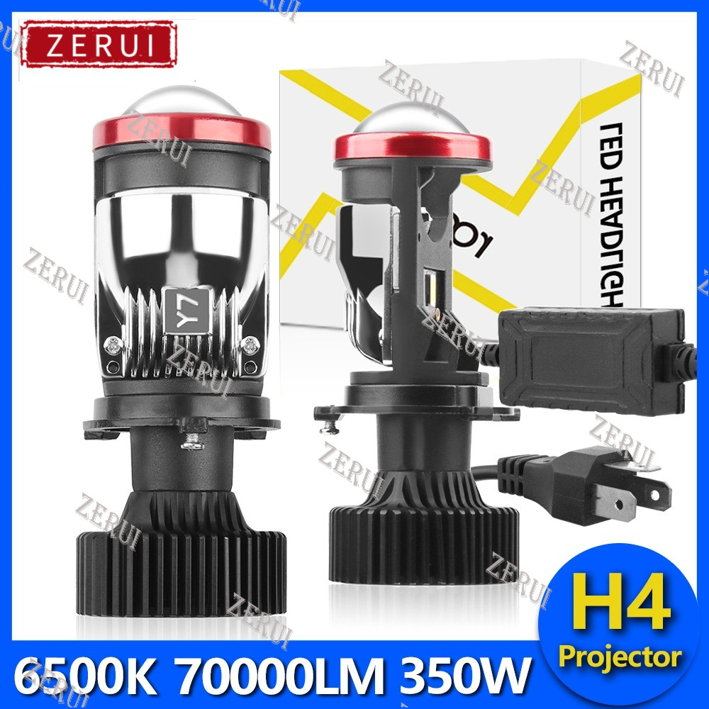 ZR สําหรับ 2PCS H4 LED ไฟหน้ารถหลอดไฟโปรเจคเตอร์เลนส์ 9003 HB2 350W 70000LM 6500K Super Bright Hi-Lo