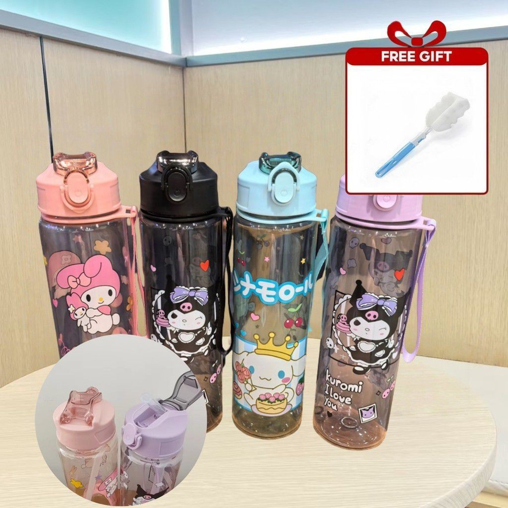 [COD] 【ของขวัญ】ขวดน้ำ Sanrio 800 มล. พร้อมหลอด Kuromi ความจุขนาดใหญ่ เครื่องดื่มกีฬา การ์ตูนน่ารัก ขายดี หมวกฟางแบบล็อกได้ FortuneKey Beautifulu_th