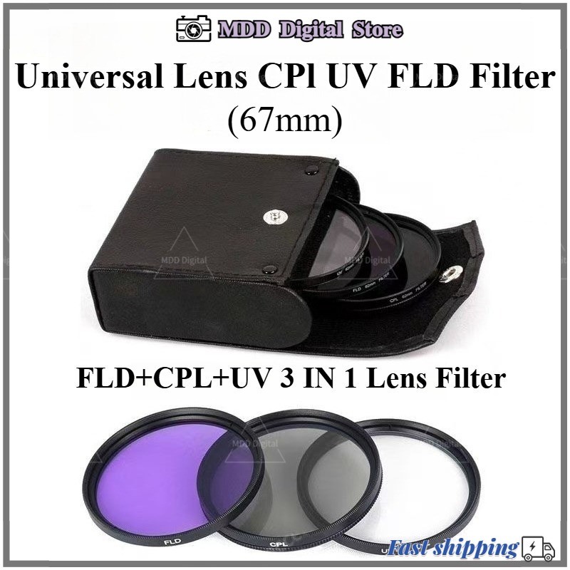 ตัวกรองเลนส์สากล CPL UV FLD Filter ตัวป้องกันเลนส์ 67 มม.สําหรับสมาร์ทโฟน Iphone Canon Nikon Sony กา