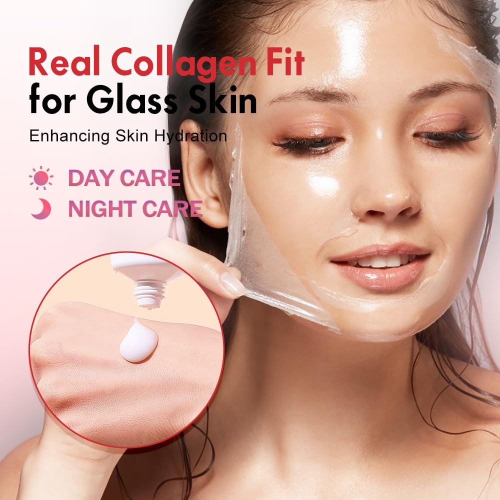 Real Collagen Peel Off Face Mask Collagen Overnight Wrapping Facial Mask, Deep Hydrating,Restores El