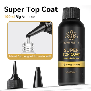 【Local】BORN PRETTY 100g Super Top Coat Base Gel No Wipe Top Coat Glossy Long lasting Top Coat Functional Gel Nail Supplies