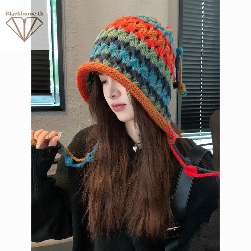 หมวกถักสำหรับฤดูหนาว สไตล์น่ารักและอบอุ่น ป้องกันลมสำหรับผู้หญิง - รูปที่ 5