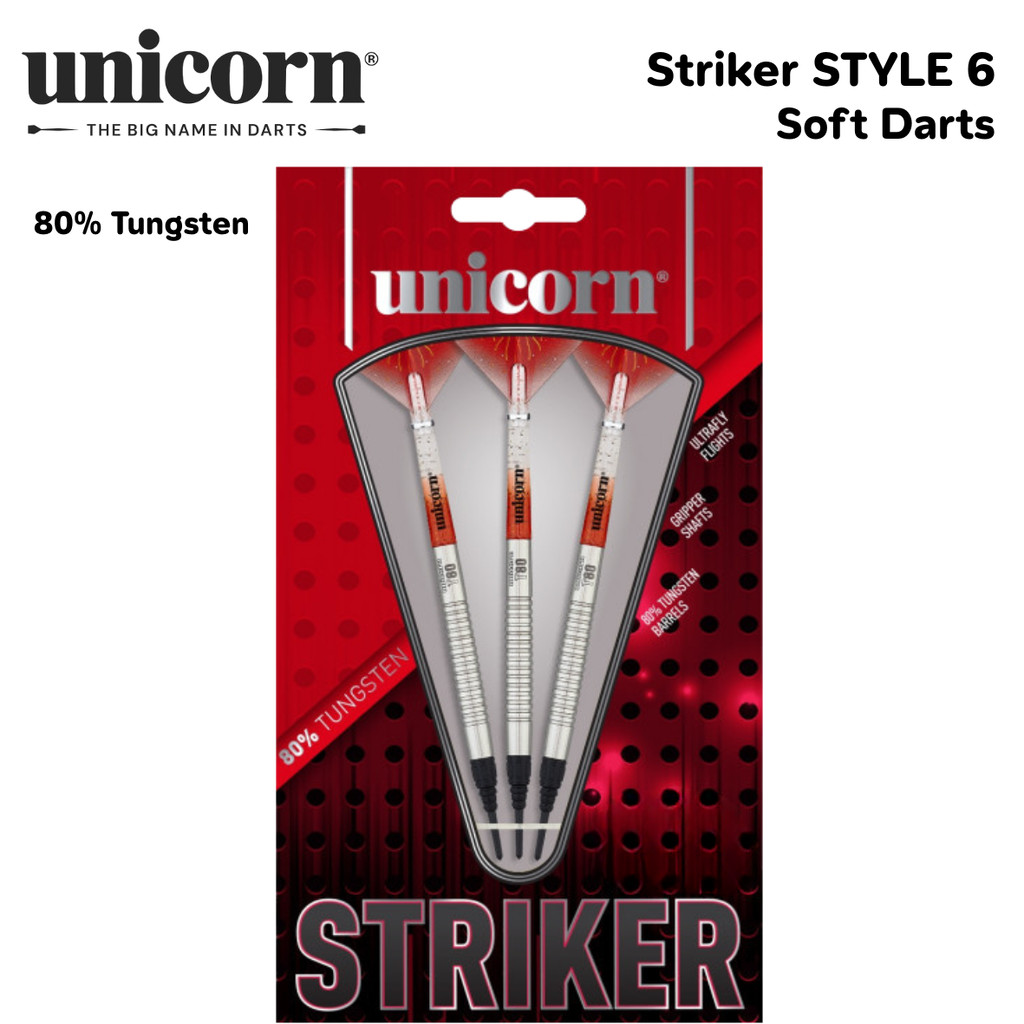 ลูกดอกปาเป้า UNICORN Striker Style6 Tungsten80% Soft Darts 21g #25045