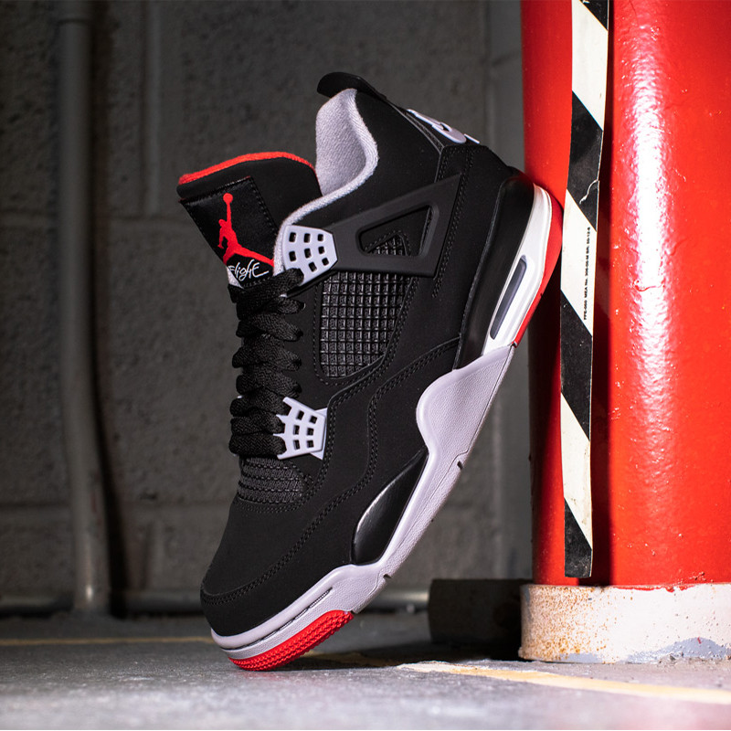 Air Jordan 4 Bred AJ4 Black Red Bull 19 Replica Sports Basketball Shoes Men308497-060