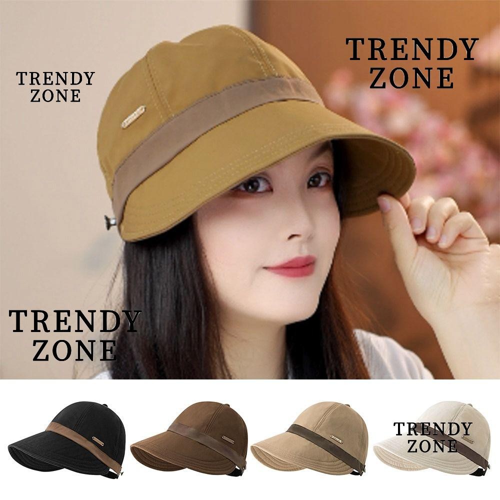แนวโน้มyzone หมวก แหลม หมวกปีกกว้างจับคู่สีชายคากว้างสําหรับผู้หญิงสามารถแขวนโดมบังแดดหมวกชาวประมง