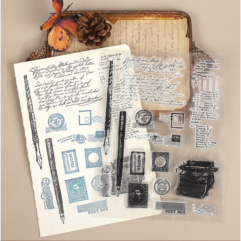 JIANWU Vintage ข้อความภาษาอังกฤษปากกาแสตมป์ภูมิทัศน์วัสดุ Collage โปร่งใสซิลิโคนแสตมป์ Creative DIY Journal เครื่องเขียน - รูปที่ 3