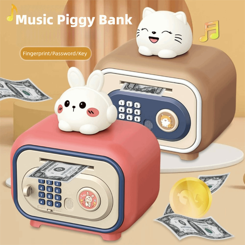 ADVA กล่องเงินฝากเงิน,พร้อมรหัสผ่านลายนิ้วมือเพลงกระปุกออมสิน,การ์ตูนพลาสติก ATM ของเล่นของขวัญแบตเตอรี่กล่องประหยัดเงินเด็ก - รูปที่ 7