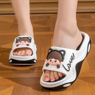 Bushopz รองเท้าแตะ รองเท้าแตะผู้หญิงแบบสวมพื้นนิ่มน้ำหนักเบาใส่สบาย ลายน่ารัก