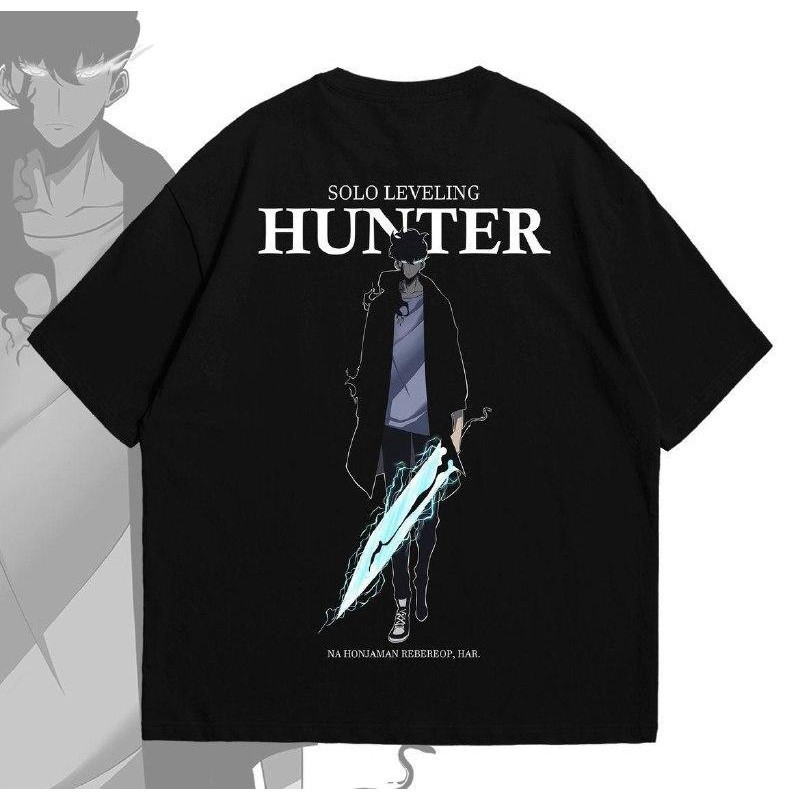 Solo Leveling Hunter พิมพ์เสื้อยืดผ้าฝ้าย 100% สไตล์อะนิเมะผจญภัย ใส่ได้ทั้งผู้ชายและผู้หญิง