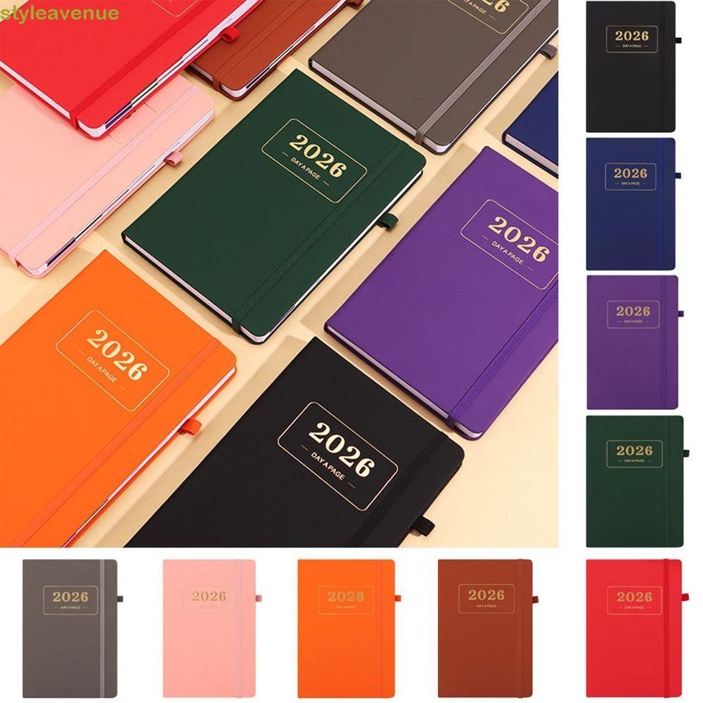 STYLEAVENUE A5 Planner Notebook, PU หนังกันน้ํา 2026 Daily Planner, กระดาษหนา 2026.1.1-2026.12.31 El