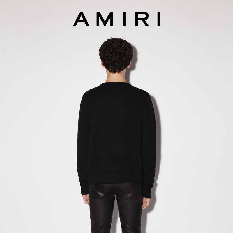 เสื้อกันหนาวโลโก้ตัดกันของแบรนด์ AMIRI สำหรับผู้ชาย ทำจากแคชเมียร์