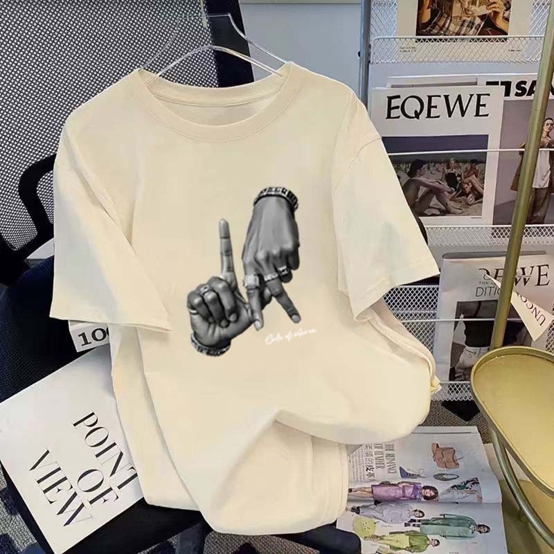 ขายท็อปส์พิมพ์ลายฮิปฮอปอินเทรนด์สําหรับผู้ชาย เสื้อยืดแขนสั้นผู้ชายหนาคุณภาพสูง เปลหวีโอเวอร์ไซส์ สีขาว 30s