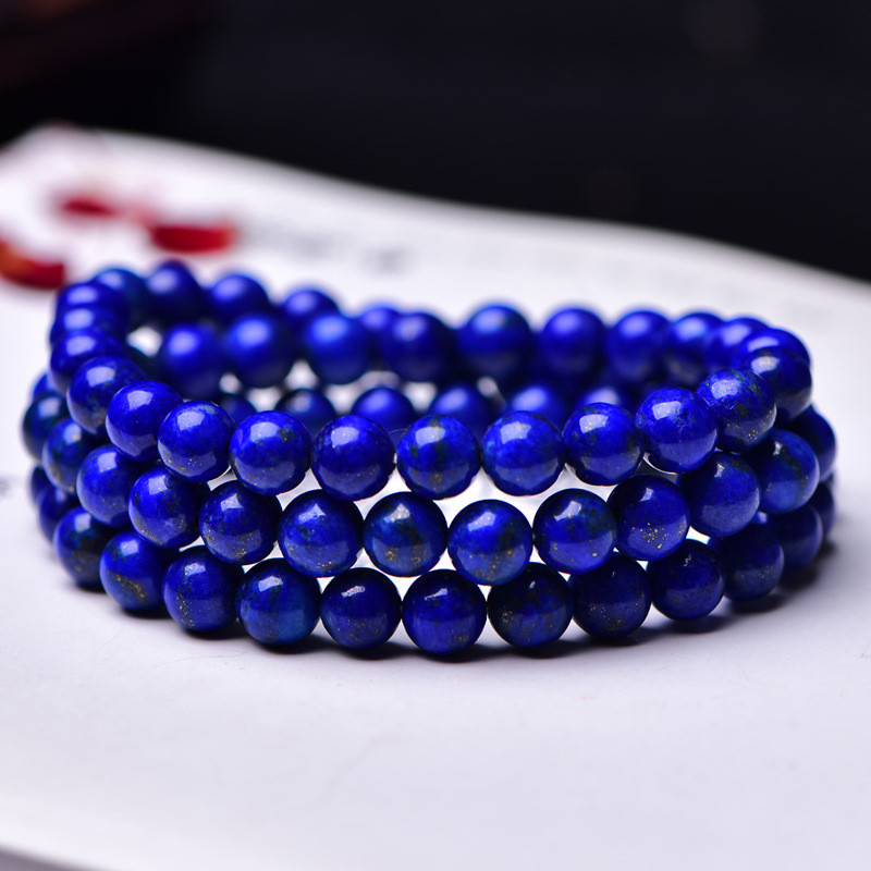 สร้อยข้อมือลูกปัด Lapiz Lazuli แบบหลายวงกลม สำหรับผู้ชายและผู้หญิง