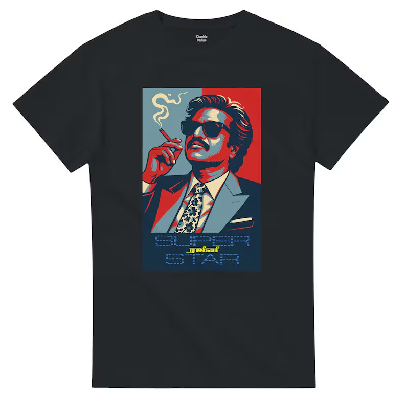 เสื้อยืดโอเวอร์ไซส์BAJU RAJINI ภาพยนตร์ COOLIE เสื้อยืดกราฟิก SUPER STAR Rajinikanth ผู้หญิงผู้ชายวั