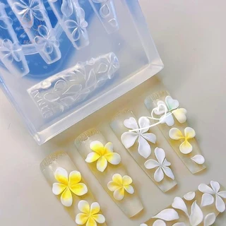[maybeauty] 3D ซิลิโคนดอกไม้เล็บแกะสลักแม่พิมพ์อะคริลิค Hibiscus ดอกไม้ห้ากลีบ Blossom DIY ตกแต่งเล็บแม่แบบโปร่งใส {TH}