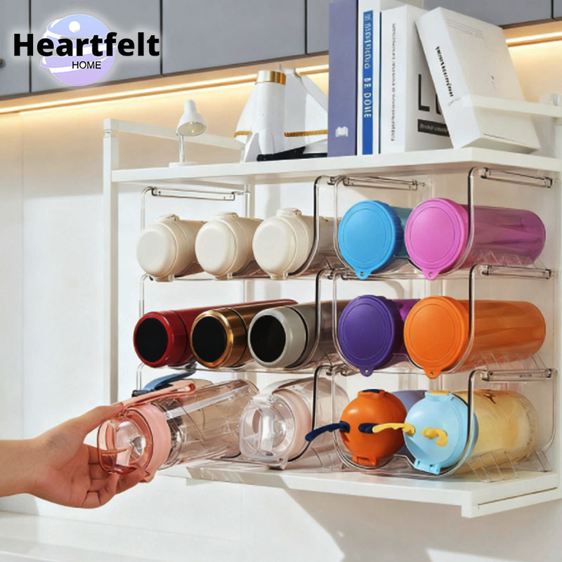 ที่วางขวดน้ำ-ไวน์ 3 ชั้น วางซ้อนได้ พลาสติกแข็งแรง ประหยัดพื้นที่ สำหรับจัดระเบียบขวดน้ำและขวดไวน์