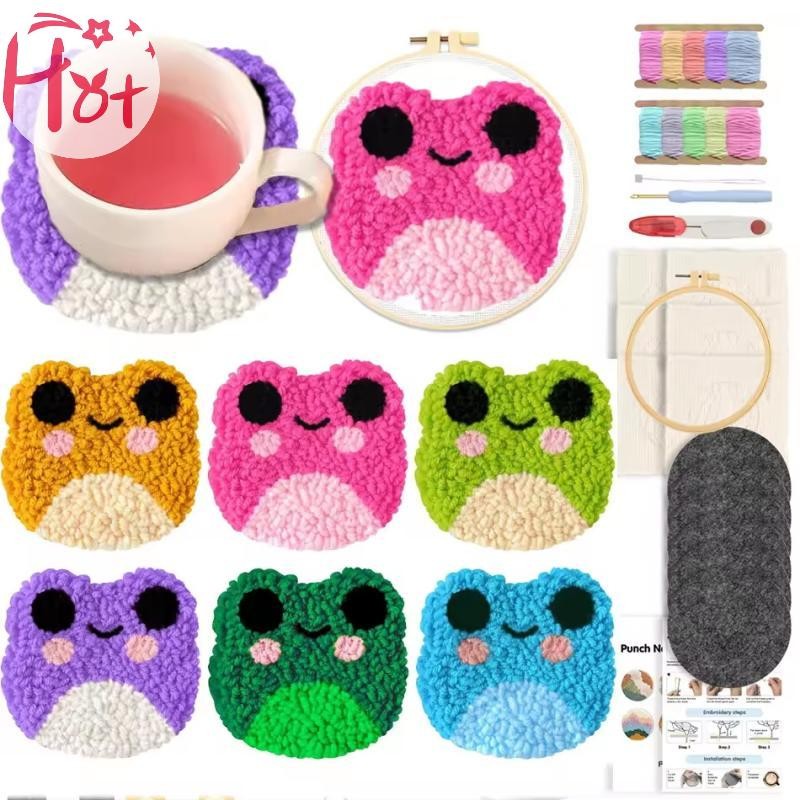 GE 6pcs เห็ดรูปแบบ Punch เข็มสําหรับเย็บปักถักร้อยชุด Punch เข็ม Coaster ชุด Tufted แก้วพรม Craft DI