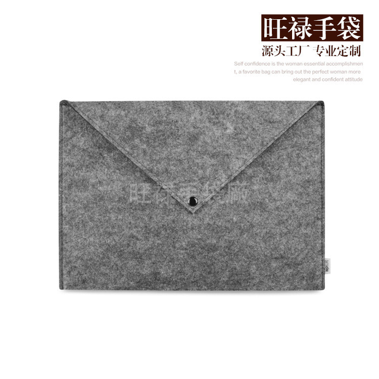 Felt Cloth File Bag A4 Paper Information Test Paper Storage Bag โปสการ์ดปุ่ม Snap กว้างกระเป๋าเอกสาร