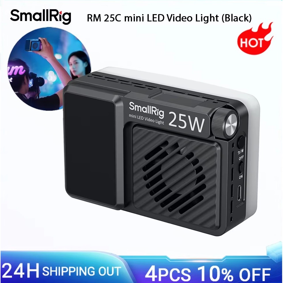 SmallRig RM 25C mini LED Video Light, RGB Full-Color 14 Light Effects Magnetic Diffuser ด้านข้าง HD LCD PD Fast Charging