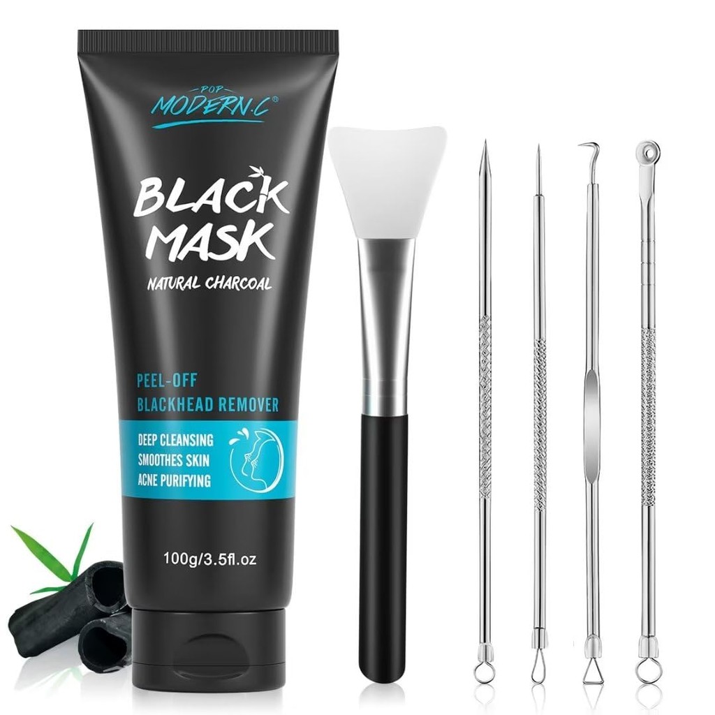 POP MODERN.C Blackhead Remover Mask ถ่านไม้ไผ่ Peel Off Mask Skin Care Face Mask 3-in-1 ชุด Pimple &