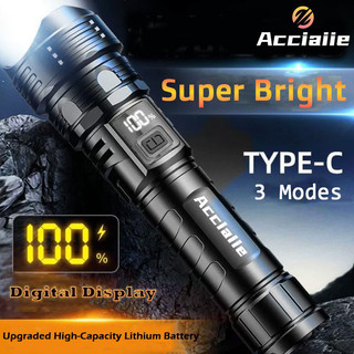 Acciaiie Flashlight Rechargeable Waterproof Smart Digital Display LED flashlight Heavy Duty Zoomable