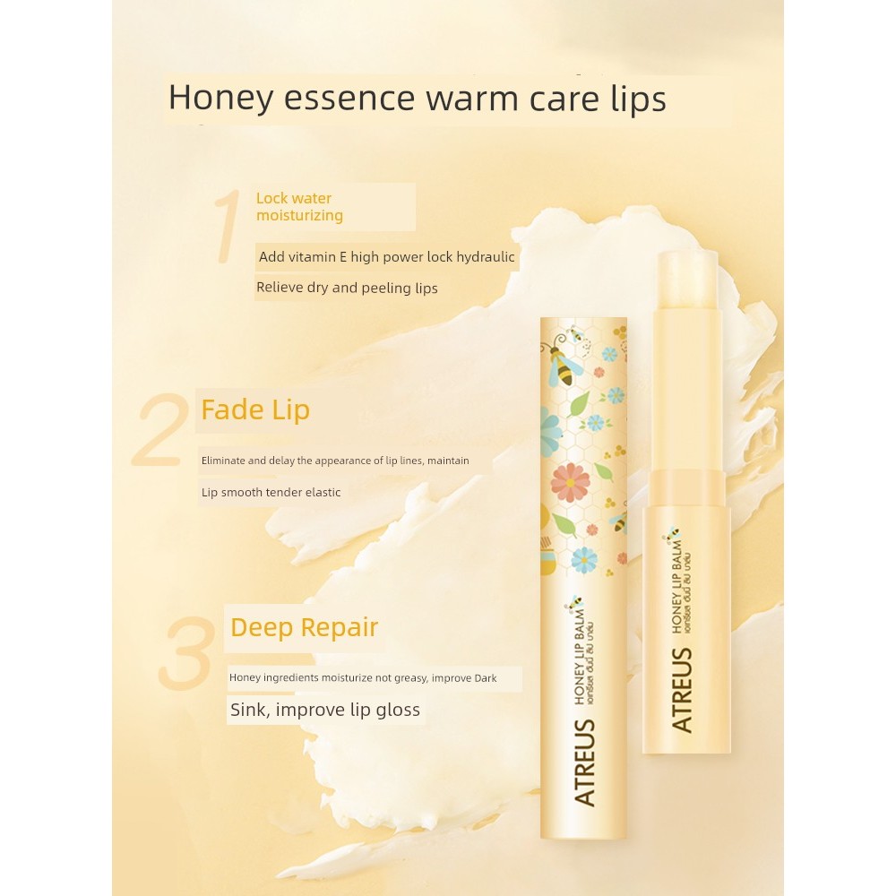 lipbalm ลิปมัน ประเทศไทย ATREUS Honey Lip Balm หญิง Moisturizing Anti-Drying Fade Lip Lines ลิปสติกฐ