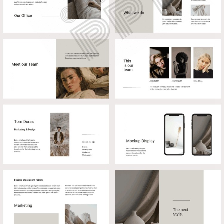 1743-BORD [Light Simple] แฟชั่นเรียบง่ายวรรณกรรมสดสไตล์นิตยสารศิลปะ PPT Template