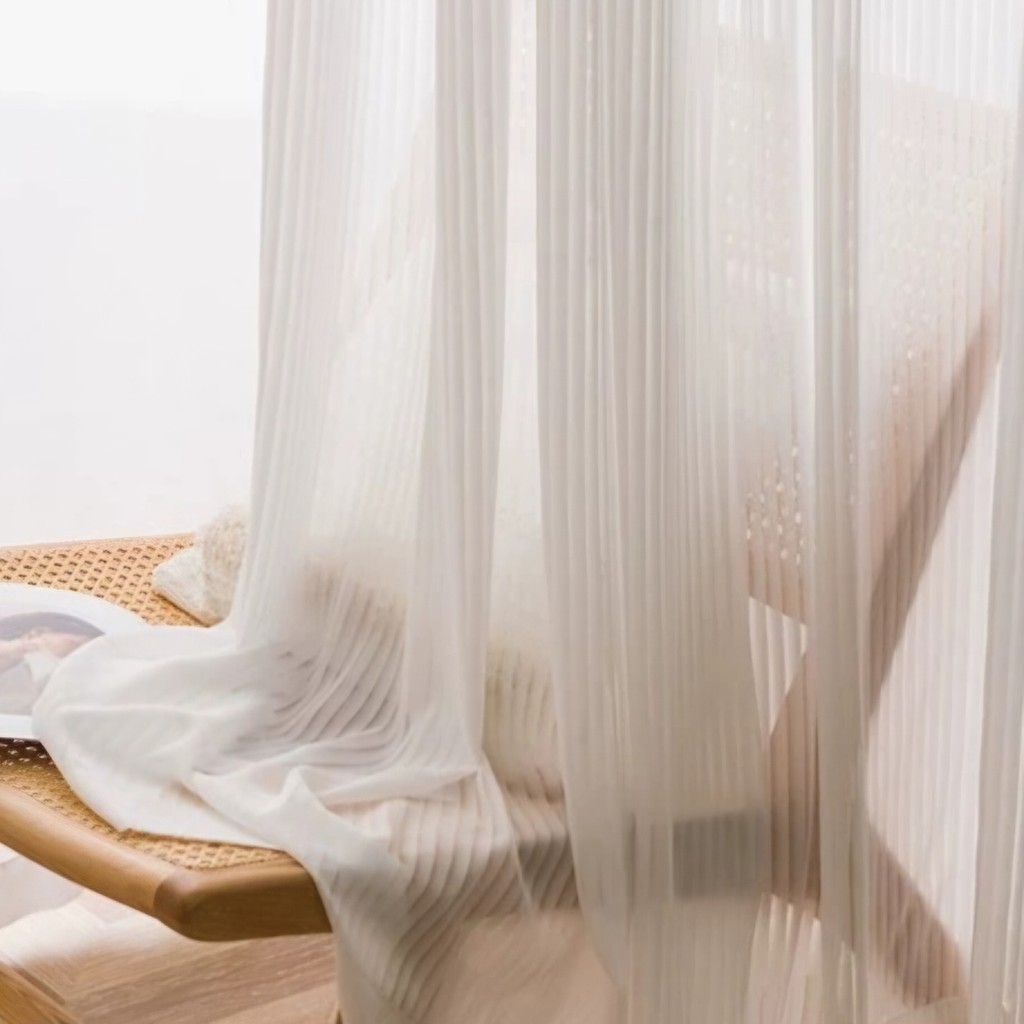 แนะนำ ผ้าม่าน ผ้าม่าน ห่วงตาไก่ สีขาว ลายเส้น สไตล์วินเทจ เรียบง่าย สวยงาม สบายตา ระบายอากาศได้ดี พร้อมจัดส่งจากไทย ราคาพิเศษ มีเก็บเงินปลายทาง