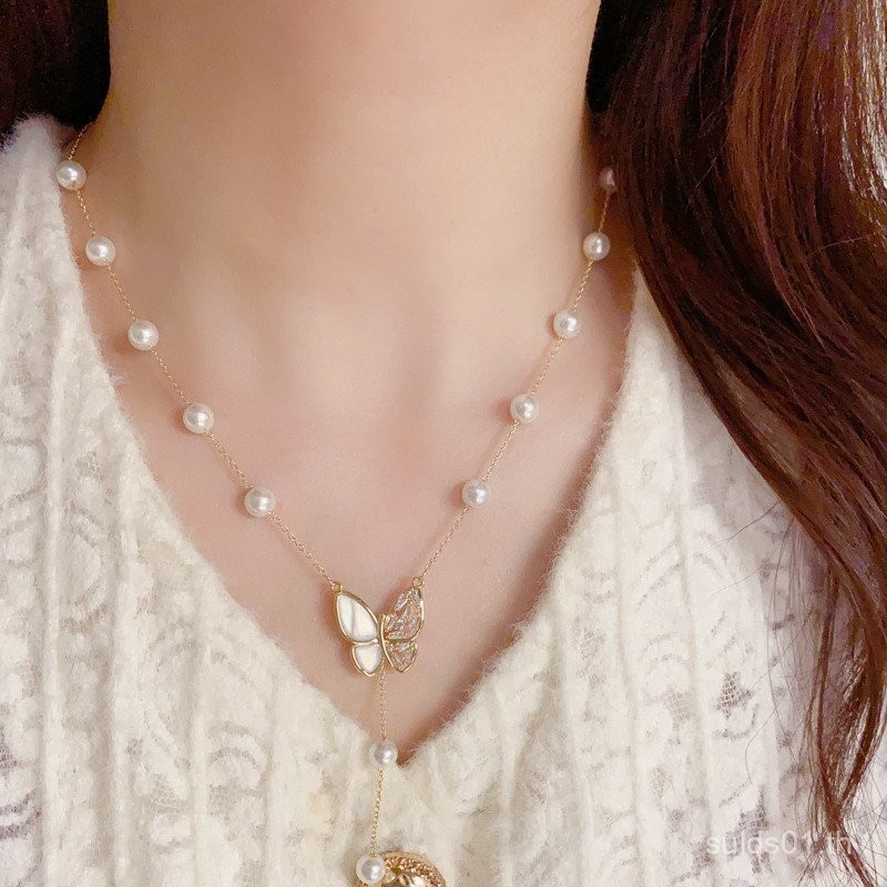 พู่สร้อยคอลูกปearl Fritillary ดีไซน์สูง-end สไตล์เฉพาะตัว MRN7