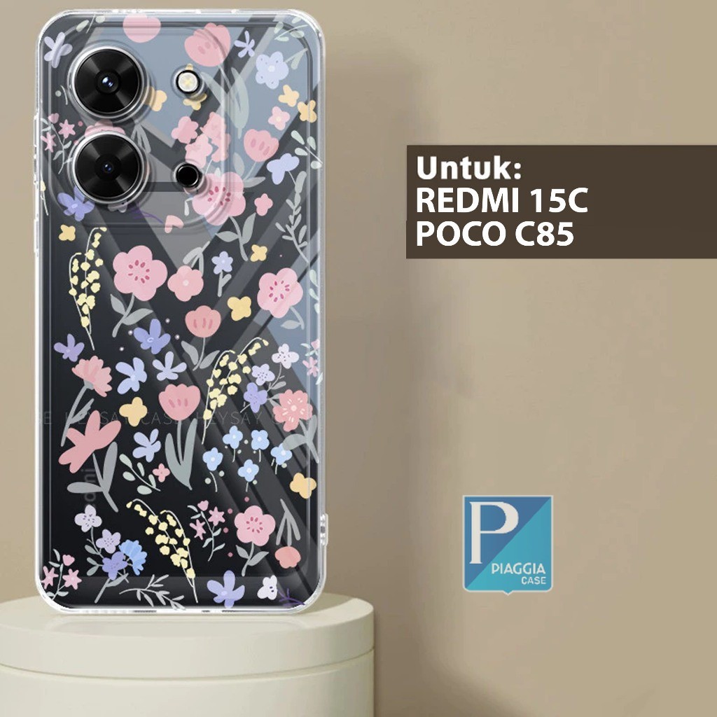 พรีเมี่ยม GLOSSY CLEARCASE COMPATIBLE SOFTCASE CASING สําหรับ REDMI 15C และ POCO C85 4G / 5G MOTIF P