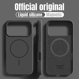 เคสโทรศัพท์แม่เหล็กซิลิโคนเหลวสีส้มคอสมิก สําหรับ iPhone 17 Pro Max 17 Air 16 16E 15 14 13 12 Pro Max 16 Plus สีทึบกันกระแทกกันชนนุ่ม