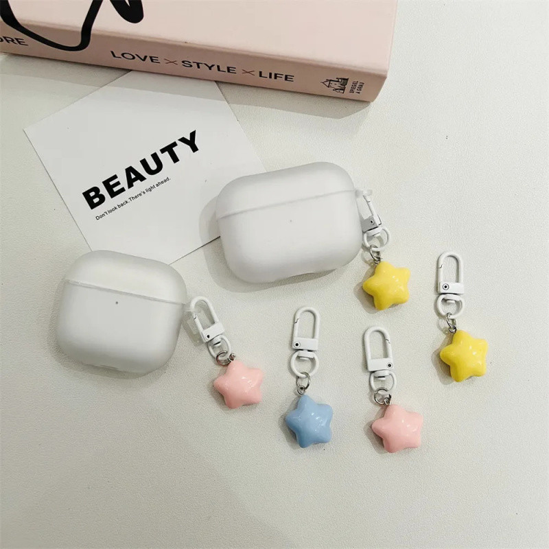 Frosted White Star AirPods Pro3 เคสหูฟังบลูทูธ AirPods 1/2/3/4 หูฟังฝาครอบป้องกัน