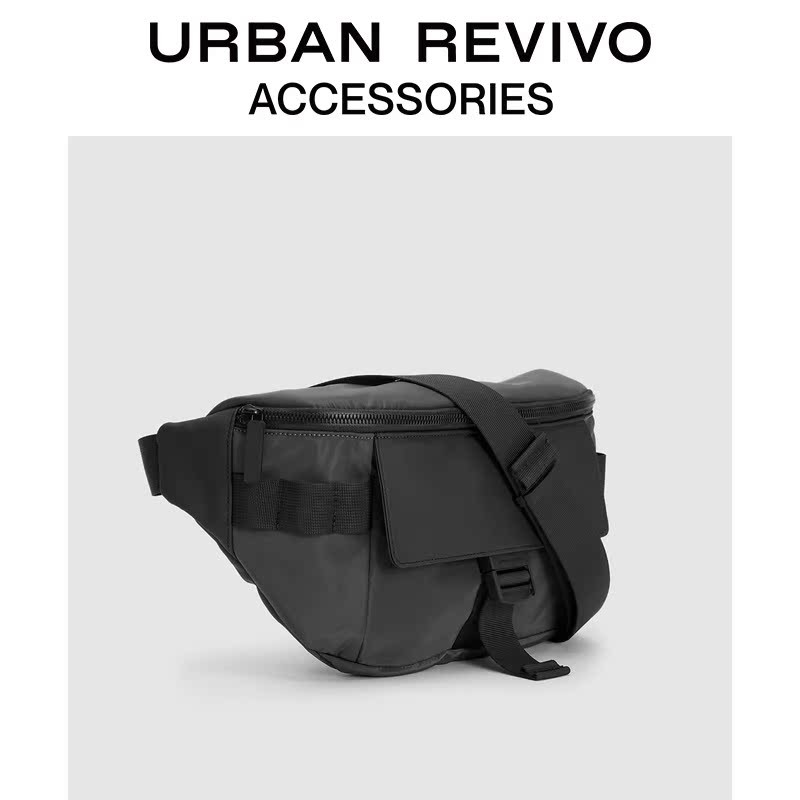 URBAN REVIVO กระเป๋าคาดเอวสำหรับผู้ชาย แบบใหม่ในฤดูใบไม้ร่วง ขนาดใหญ่ ความจุมาก AM35TB8E2000